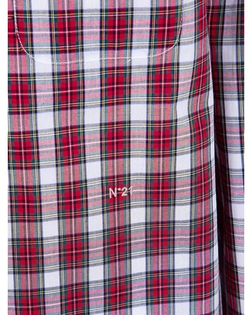 N°21 Red Cotton Shirt Galles Pattern Long Sleeves