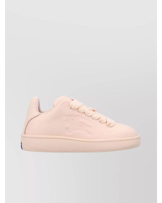 Burberry Pink Leather Low-Top Sneakers