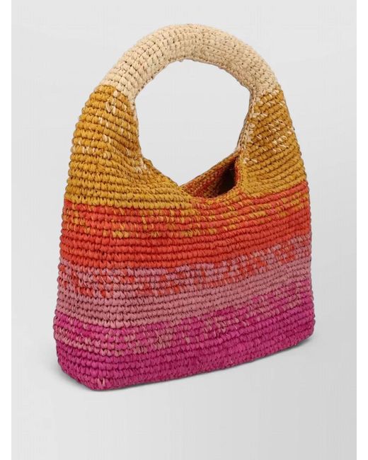 Manebí Pink Tote Bag Woven Design Round Handle