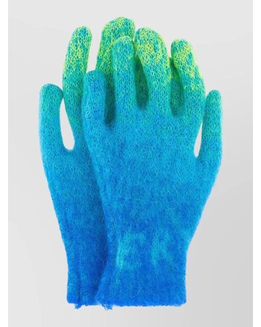 ERL Blue Mohair Blend Gradient Knit Finger Gloves