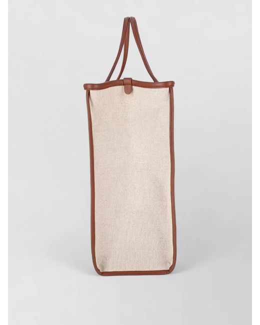 Hereu Natural Tote Bag Contrast Trim Dual Handles