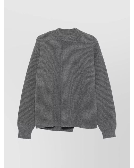 Jil Sander Gray Wool Crewneck Jumper With Dropped Shoulders