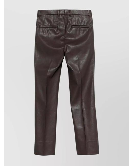 Incotex Gray Faux Leather Slim-Fit Trousers