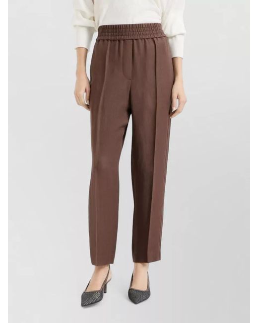 Brunello Cucinelli Brown Relaxed-Fit High-Rise Trousers