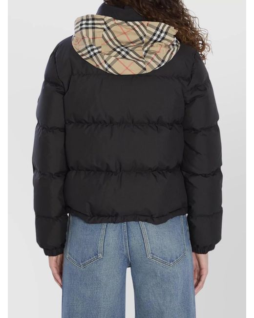 Burberry Black Puffer Jacket With Concealed Hood