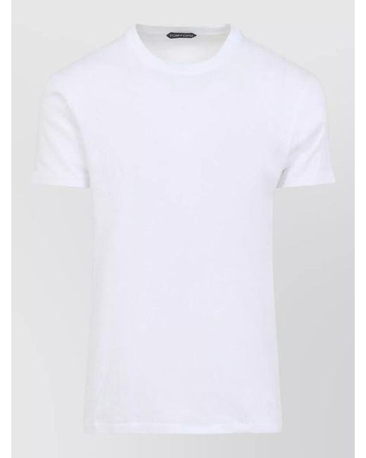 Tom Ford White Perforated Rib Cotton Crew Neck T-Shirt for men