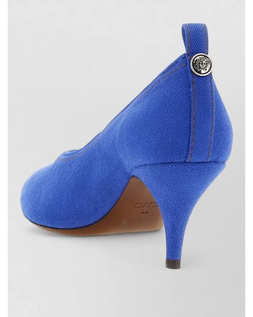 Versace Blue Tina Pumps Kitten Heel Pointed Toe