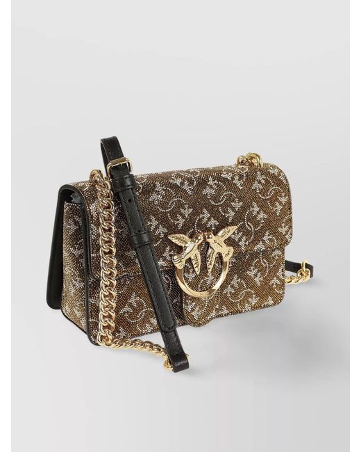 Pinko Brown Love Bag Leather Cross-Body Bag