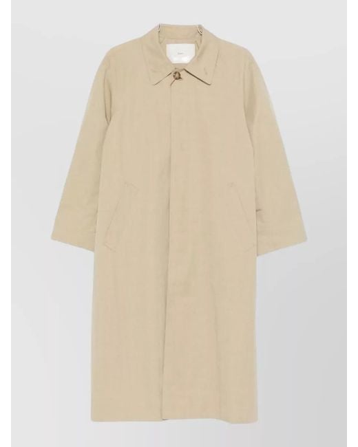 DUNST Natural Long Cotton Blend Coat Buttoned Cuffs Pockets