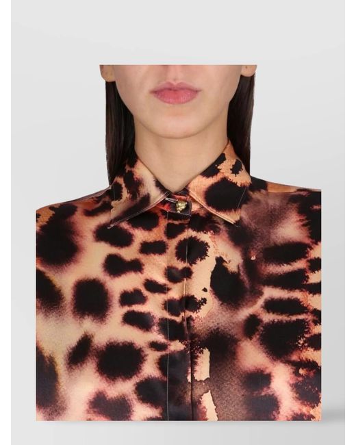 Roberto Cavalli Red Animal Print Shirt