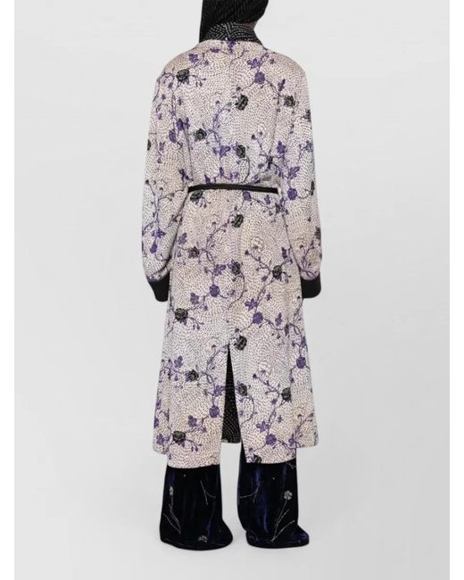 Forte_forte Gray Cherry Blossom Long Robe Shawl Lapels