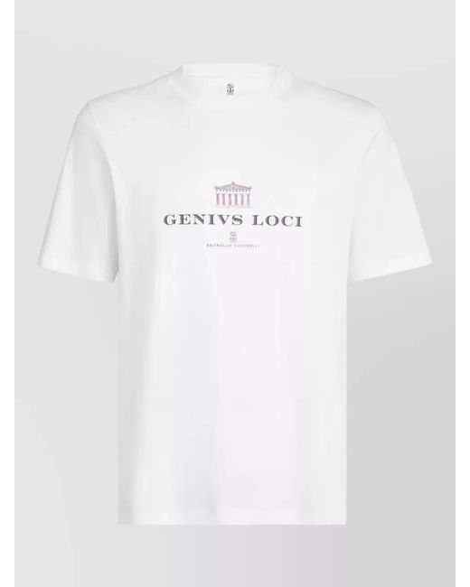 Brunello Cucinelli White Cotton Graphic-Print T-Shirt for men