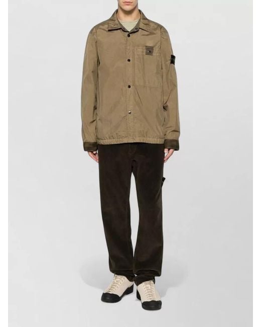 Stone Island Black Corduroy Straight-Leg Trousers for men
