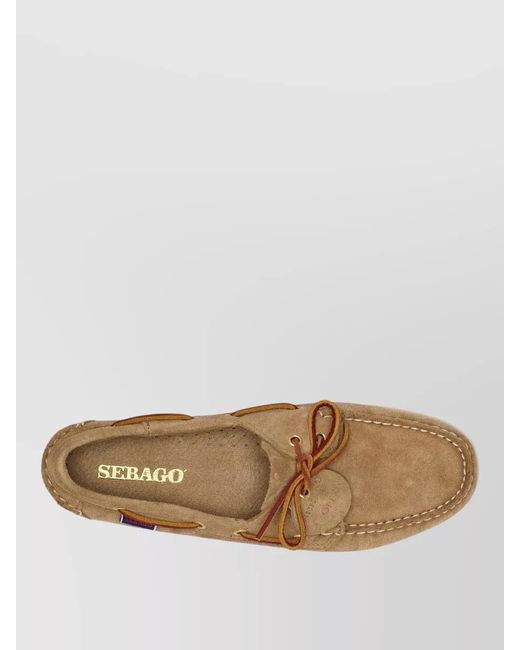 Sebago Brown Loafers Lace Detail Moc Toe Rubber Sole