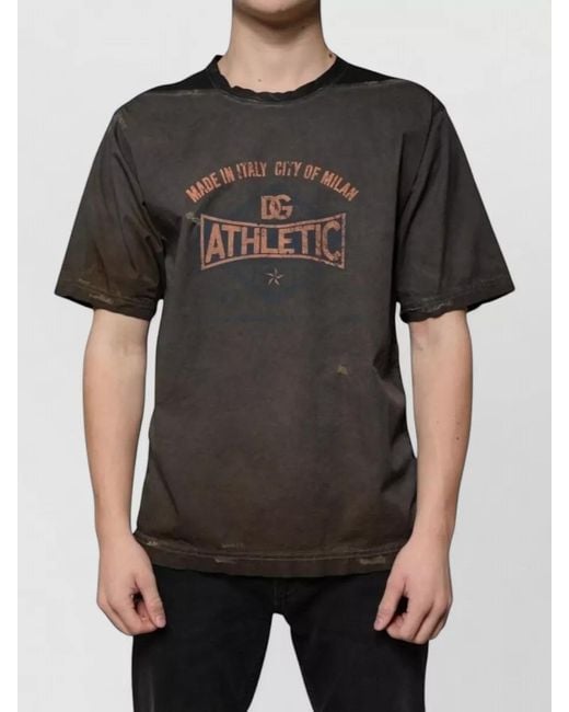 Dolce & Gabbana Black Graphic Print Cotton Crew Neck T Shirt for men