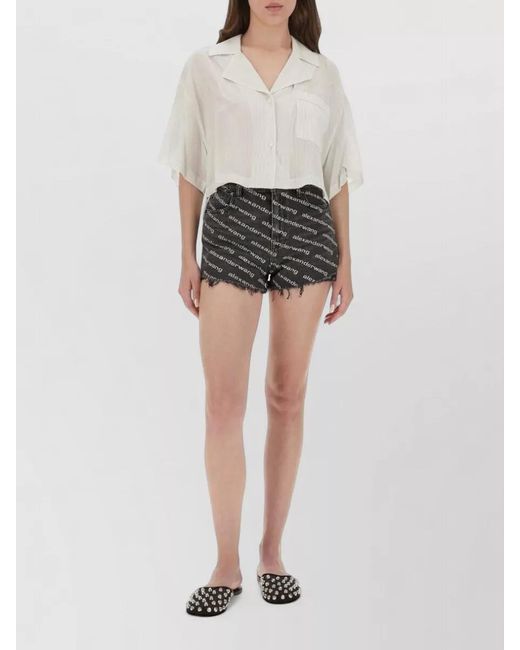 Alexander Wang White Striped Cropped Tailored Shorts