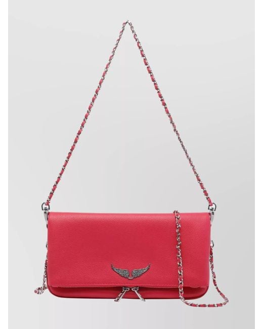 Zadig & Voltaire Red Crossbody Bag With Chain And Straps