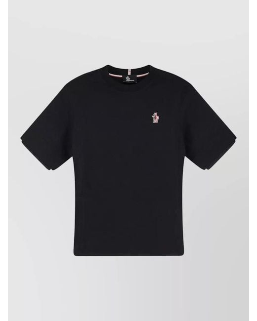 Moncler Black Cotton Crew Neck T Shirt Short Sleeves