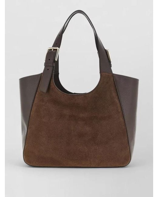 Furla Brown Dora M Shoulder Bag Suede Leather