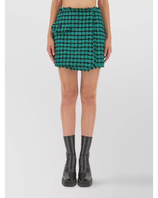 MSGM Black Tweed High Waist Shorts
