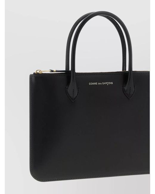 Comme des Garçons Black Leather Top Handle Clutch Bag