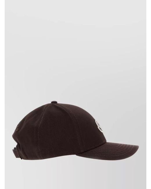 Moncler Brown Cotton Baseball Cap Curved Brim Lightweight Design for men