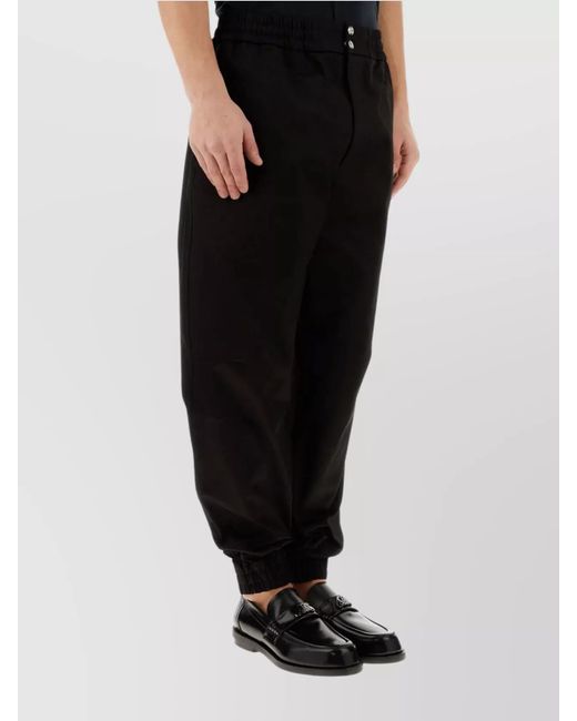 McQueen Black Denim Mid-Rise Tapered Cargo Trousers for men