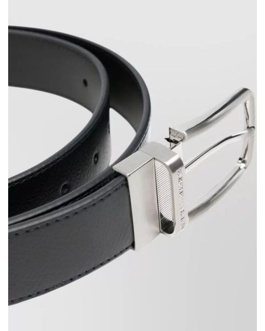 Emporio Armani Black Leather Belt Adjustable Size Smooth Finish for men