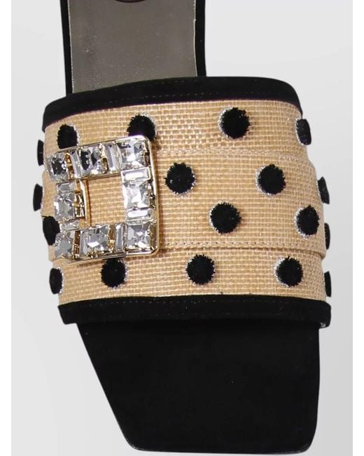 Roger Vivier Brown Sea Dots Mule Slides Embellished Buckle