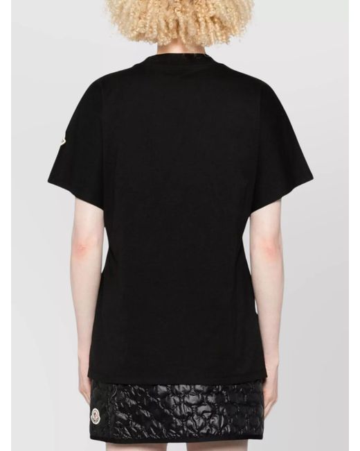 Moncler Black Cotton Teddy Logo Short-Sleeve T-Shirt