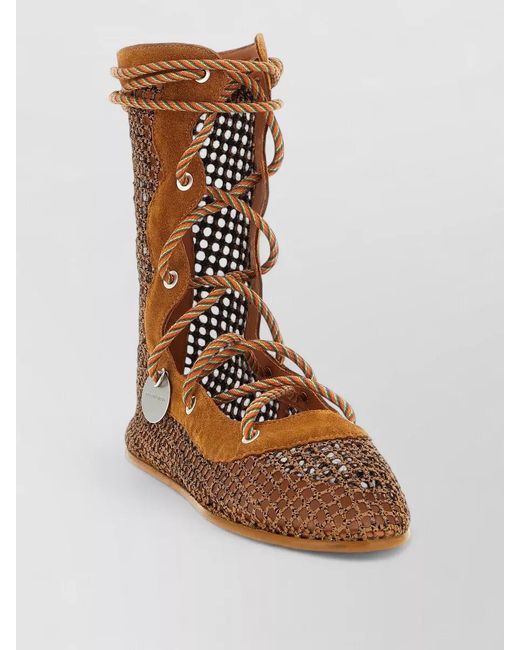 Kiko Kostadinov Brown Reticella Ankle Boots