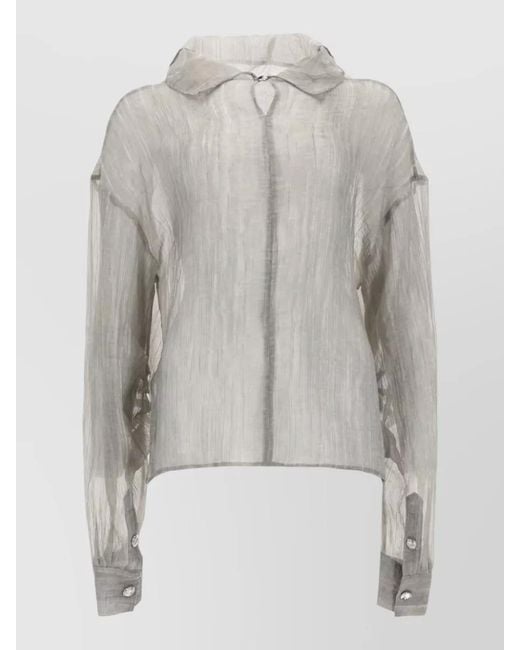 THE GARMENT Gray Delphia Collared Sheer Long Sleeve Jacket