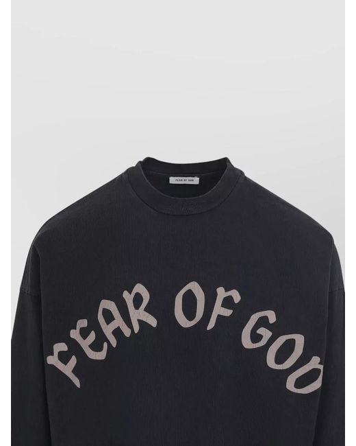 Fear Of God Blue Fog Logo Crew Neck Long Sleeve T-Shirt for men