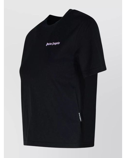 Palm Angels Black Cotton Ribbed Crew-Neck Fitted T-Shirt