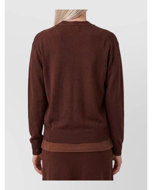 Lemaire Red Ribbed Relaxed Asymmetric Wool Cardigan
