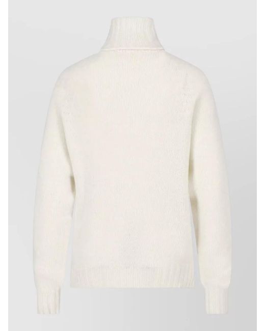 Ma'ry'ya White Turtleneck Knit Sweater Long Sleeve Design