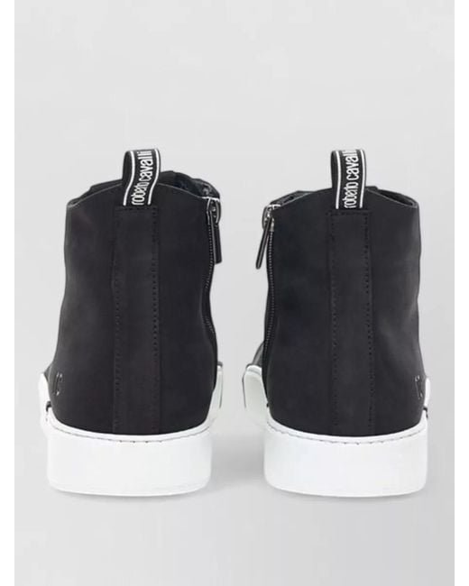 Roberto Cavalli Blue Leather High-Top Lace-Up Sneakers