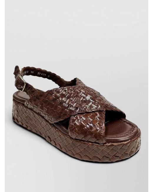 LA ROSE Brown Maui Platform Sandal Wooden Sole Open Toe