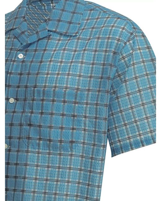 Beams Plus Blue Nylon Plaid Casual Shirt for men