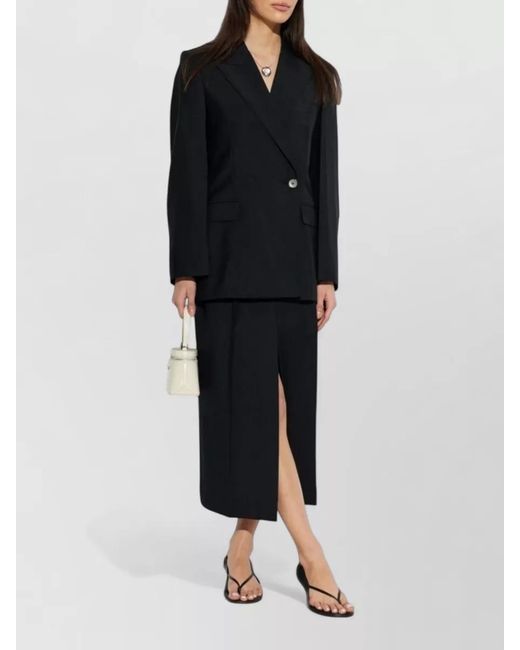 Givenchy Black Midi Skirt Silk Blend Notch Lapel Design