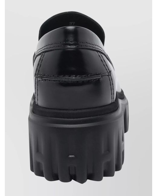 Hogan Black Leather Platform Loafers