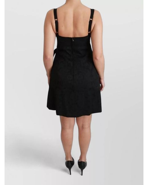 Dolce & Gabbana Black Silk Jacquard Sleeveless Sweetheart Neck Wrap Mini Dress