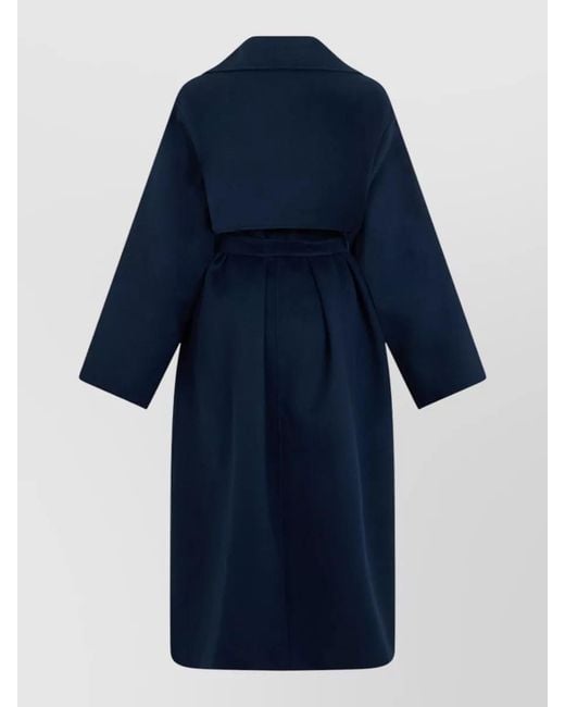 Weekend by Maxmara Blue Long Wool Midi Coat Belted Design