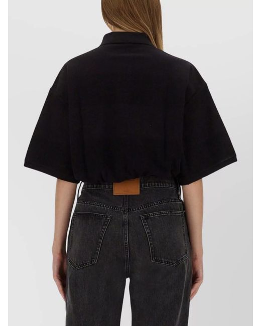 Alexander Wang Black Deconstructed Cotton Polo Top