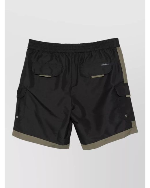 Dolce & Gabbana Black Medium Shorts Cargo Style Contrast Trim Pockets for men