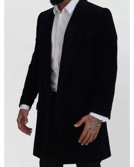 Dolce & Gabbana Black Cotton Slim-Fit Single-Breasted Coat for men