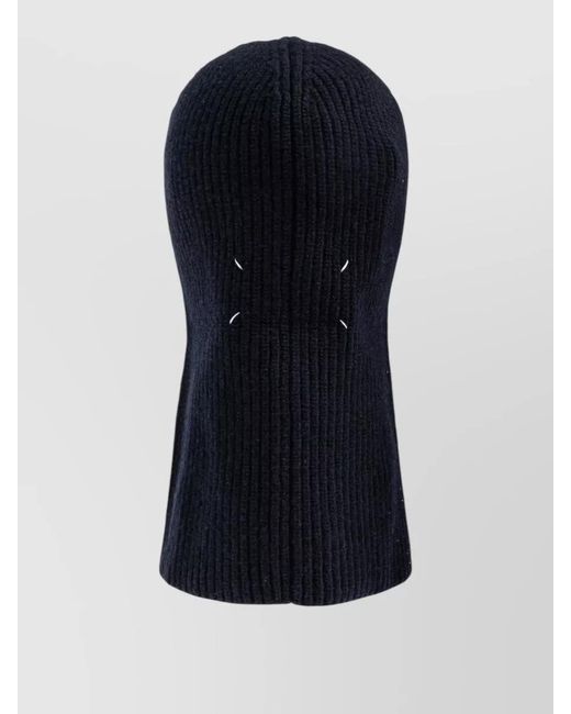 Maison Margiela Blue Ribbed-Knit Balaclava for men