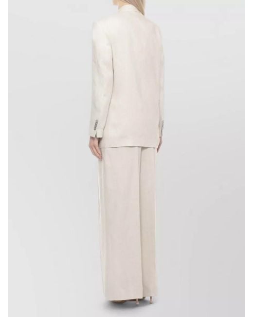 Lardini Natural Linen Double Breasted Blazer Peak Lapel