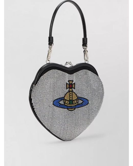 Vivienne Westwood White New Heart Crystal-Embellished Calfskin Clutch Bag