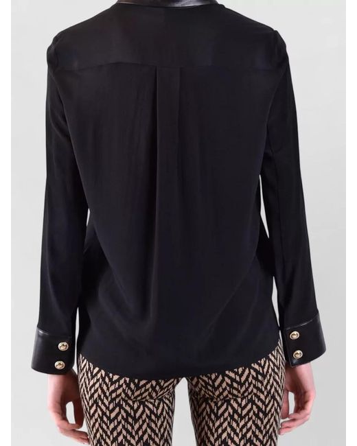 SIMONA CORSELLINI Black Shirt Long Sleeves Collared Neck Front Pocket